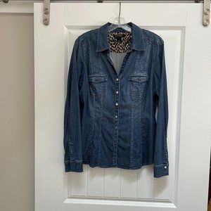 White House Black Market denim button down shirt